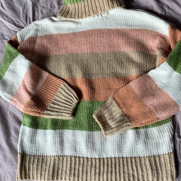 Lulu’s Wake Me Up Taupe Multi Stripe Turtleneck - Picture 5 of 13